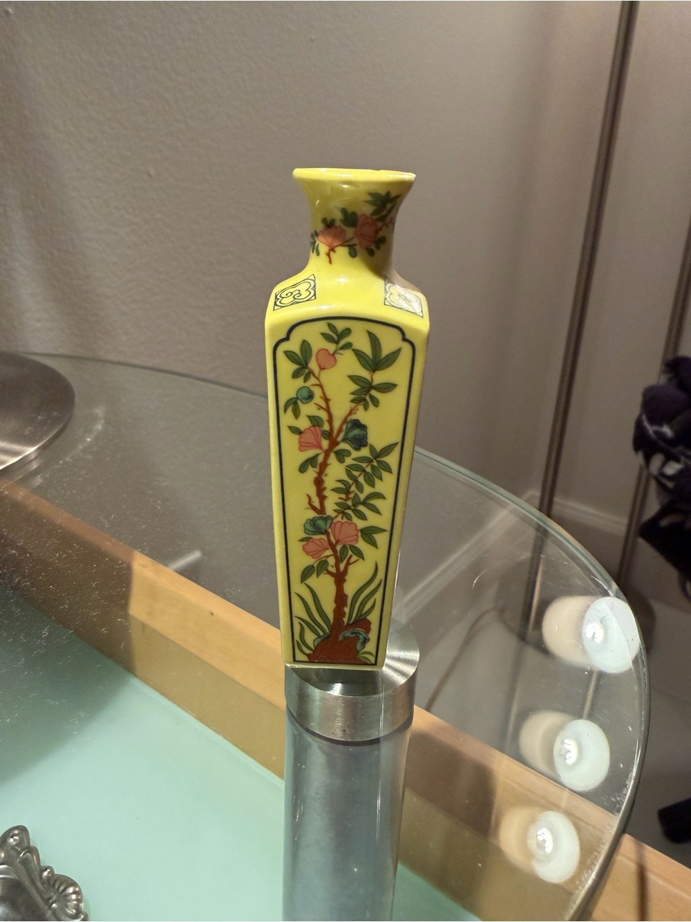 Yellow Floral Porcelain Bud Vase